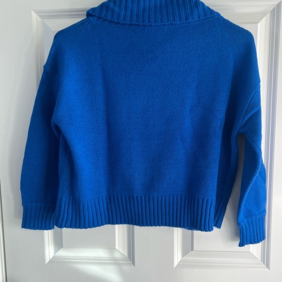 Bar III Vibrant Blue Cowl Neck Cropped Sweater - Picture 2 of 4